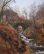 Atkinson Grimshaw Ghyll Beck Barden Yorkshire Early Spring Spain oil painting artist